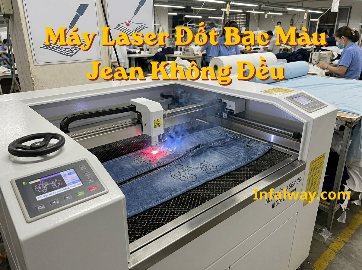 Máy Laser Đốt Bạc Màu Jean Không Đều